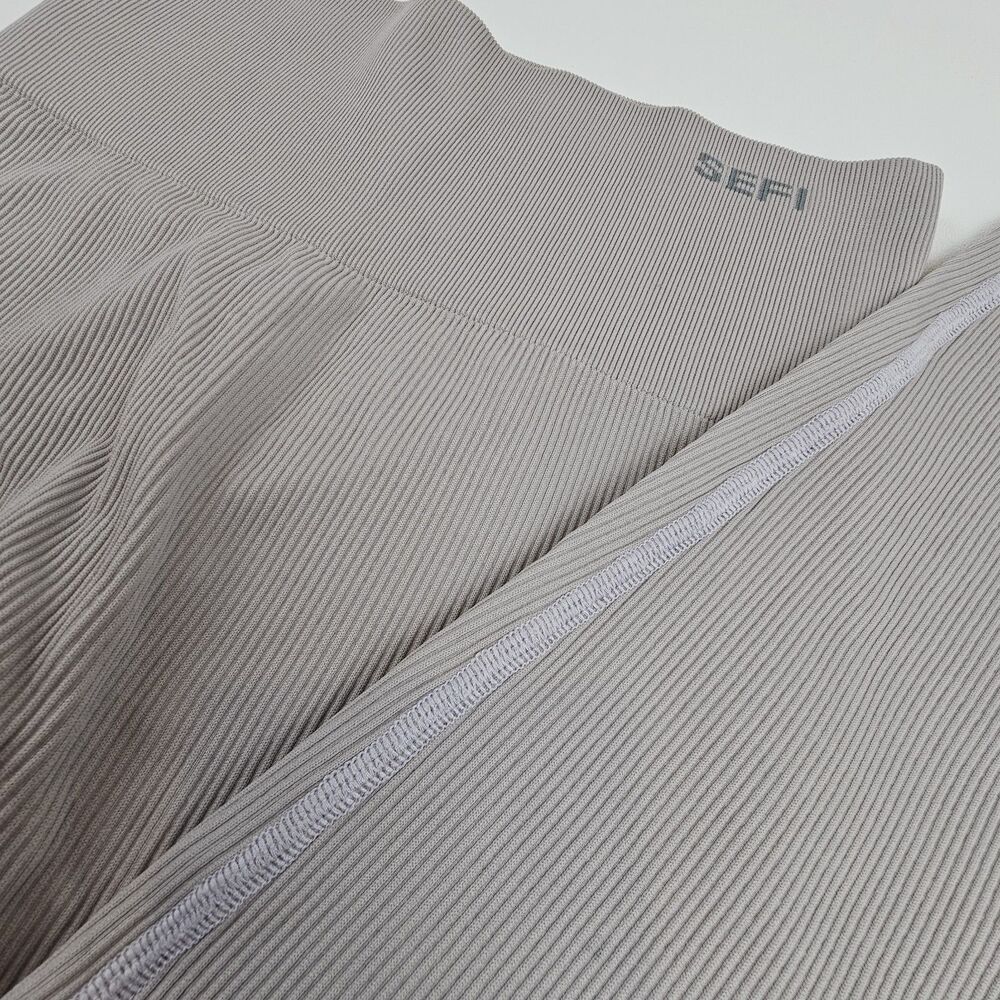 SEFI Womens XS Ribbed Seamless Leggings Gray High Waist Made Portugal Athletic